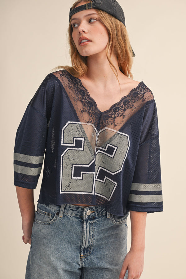 Game Day Lace Jersey I Navy
