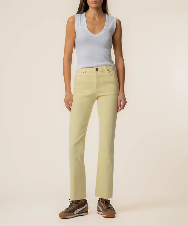 Kelsey High Rise Ankle Flare I Pastel Yellow