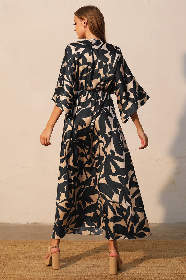 Palm Kimono Maxi | Black