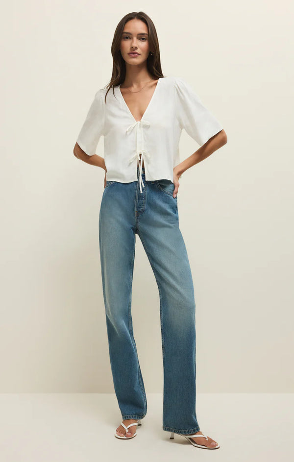 La Belle Linen Top I White