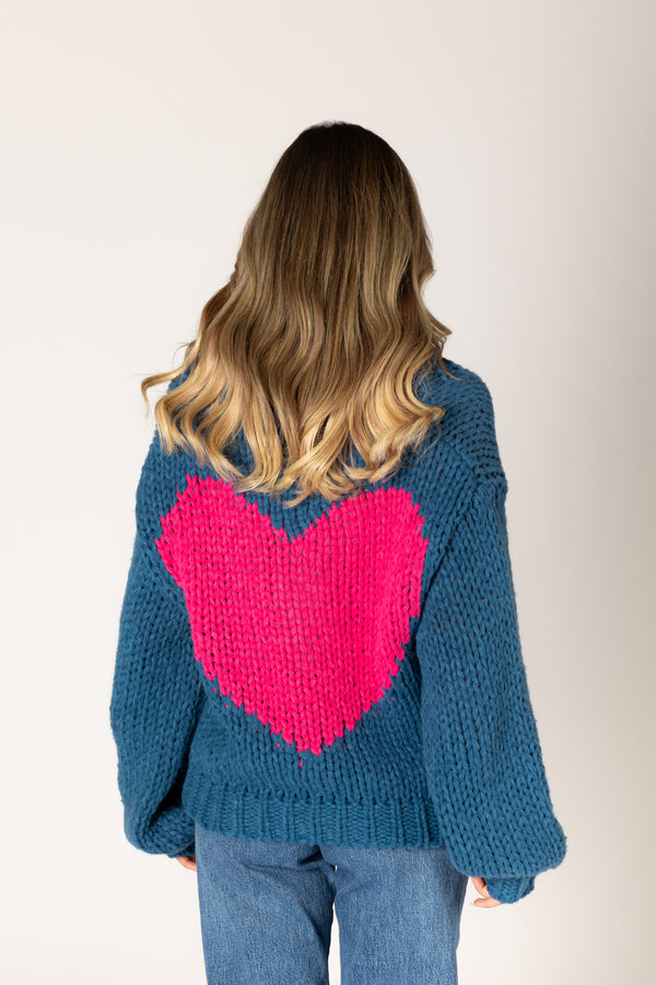 Hand Knit Heart Cardigan