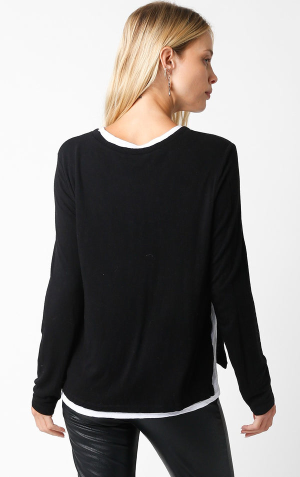 Leora Lined Crew Neck Long Sleeve I Black