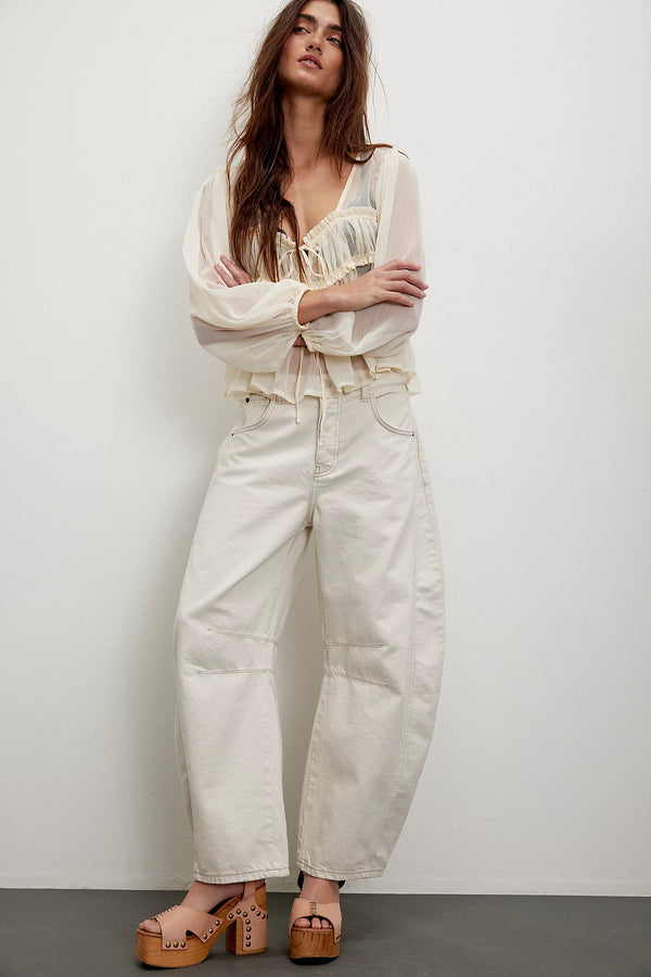 Good Luck Mid-Rise Barrel Jean I Milk