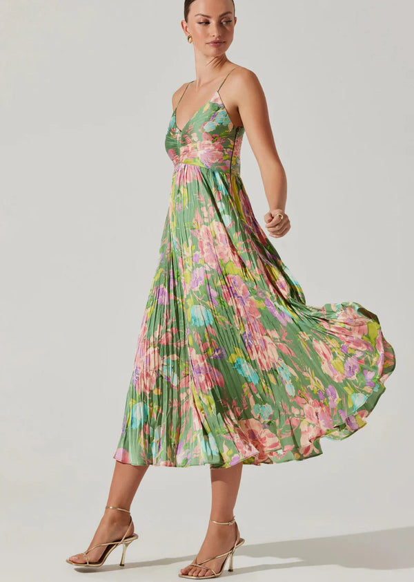 Maeve Dress I Green Pink Floral