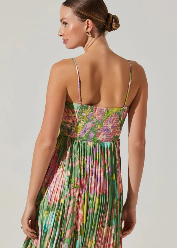 Maeve Dress I Green Pink Floral