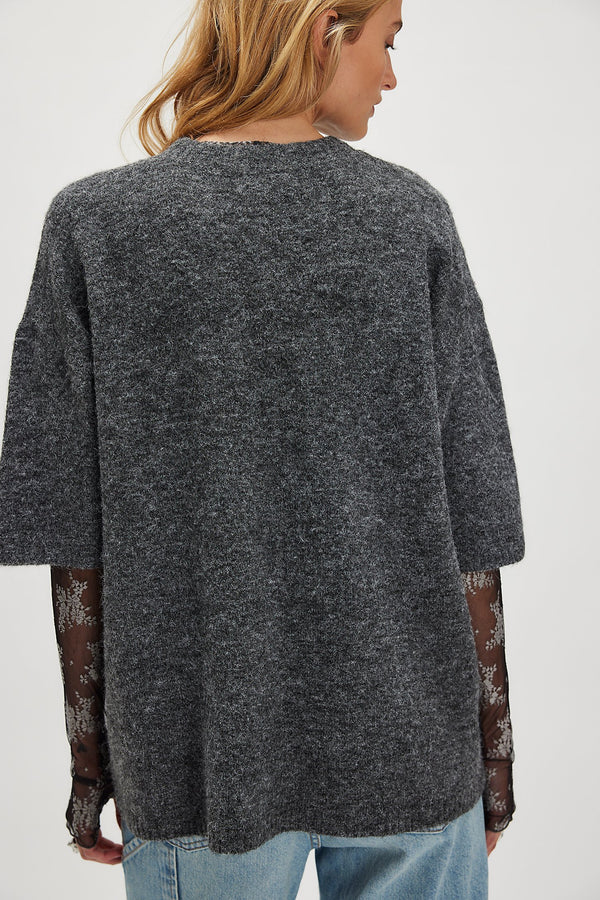 Margot Sweater Tee I Charcoal Heather PRE ORDER