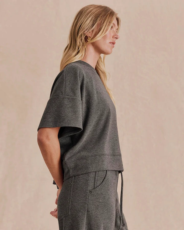 Marlow Knit Short Sleeve Top I Charcoal