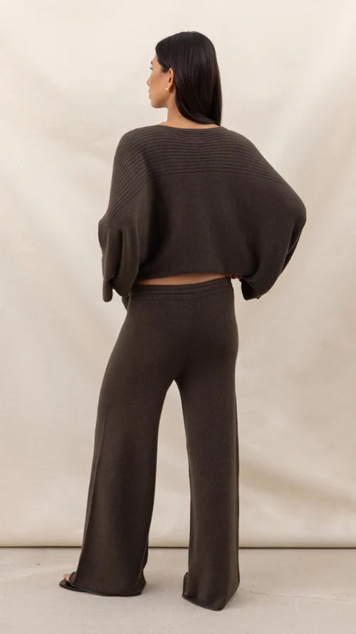Micha Ribbed Trouser I Dark Espresso