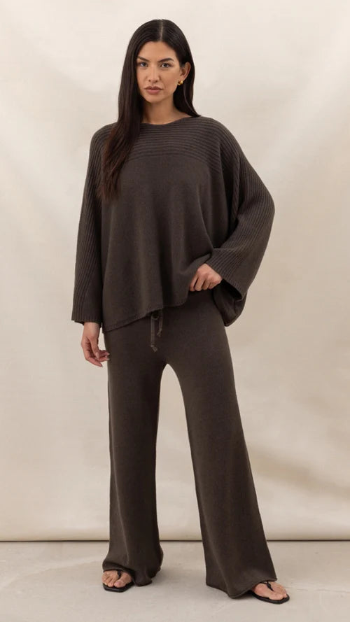 Micha Ribbed Trouser I Dark Espresso