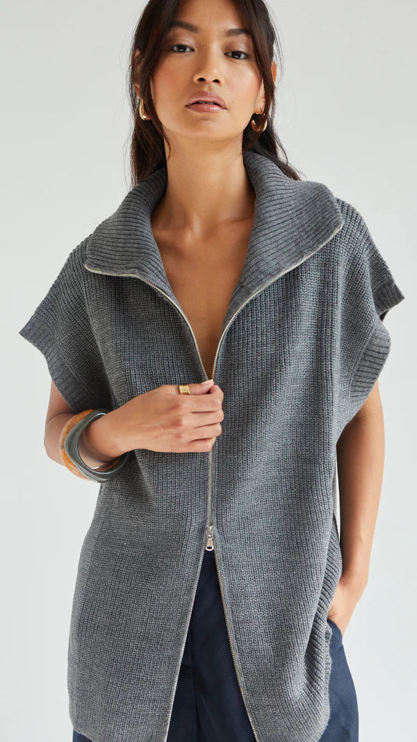 Millie Sleeveless Knit Cardigan I Grey