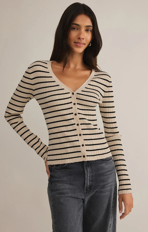 Jordana Stripe Ribbed Cardigan