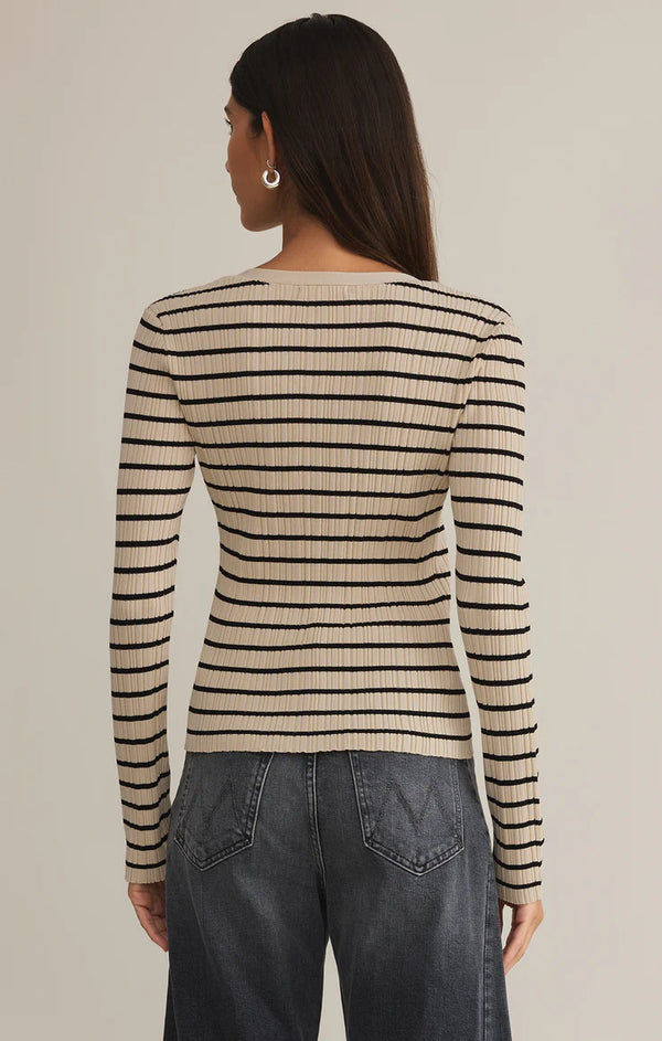 Jordana Stripe Ribbed Cardigan