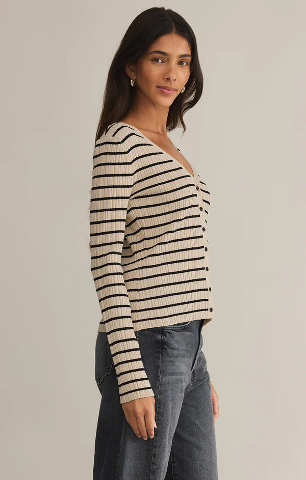 Jordana Stripe Ribbed Cardigan