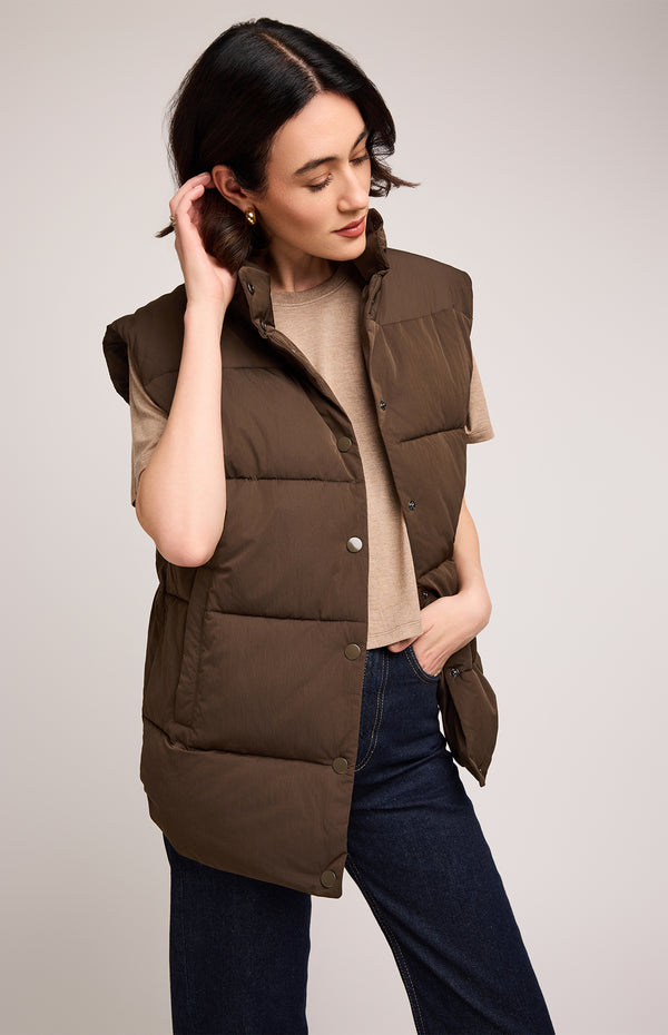 Nora Puffer Vest I Olive Green