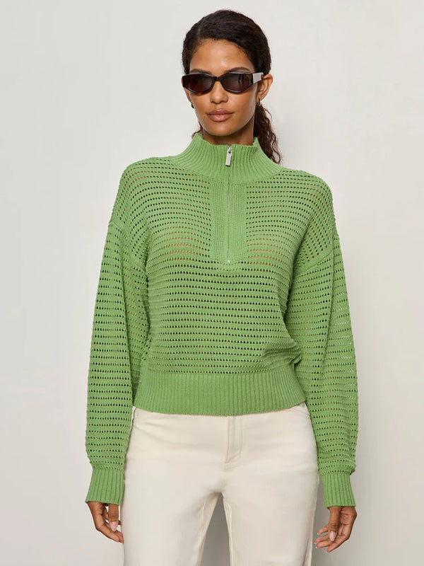 Open Knit Sweater I Detox Green