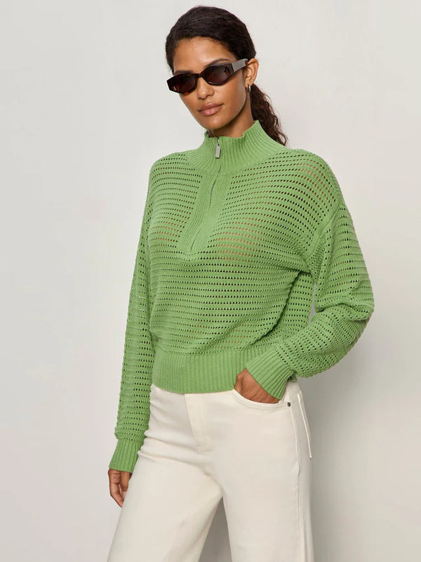 Open Knit Sweater I Detox Green