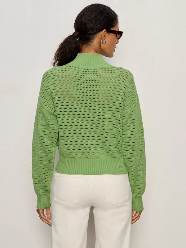 Open Knit Sweater I Detox Green