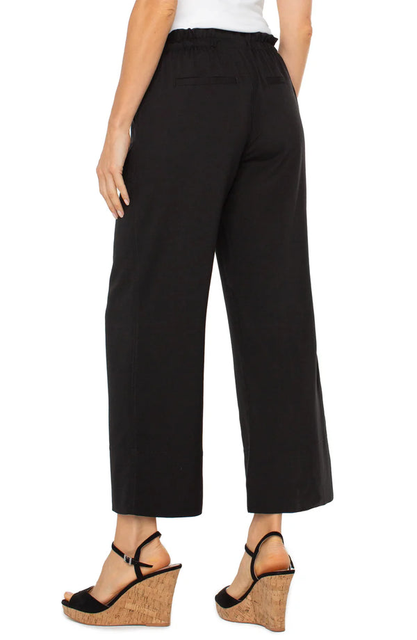 Phoenix Pull On Wide Leg Crop Trouser I Black