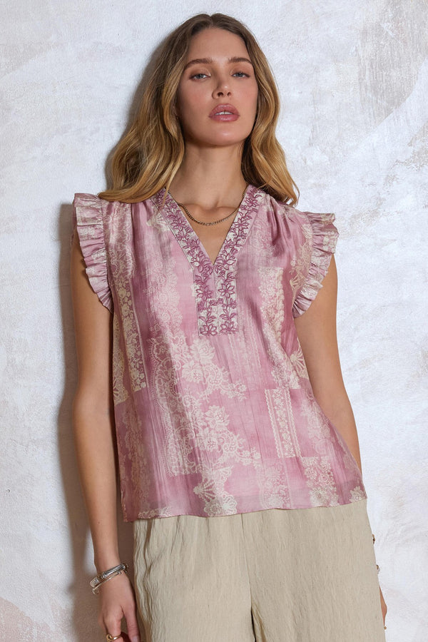 Petal Flutter Sleeve Blouse