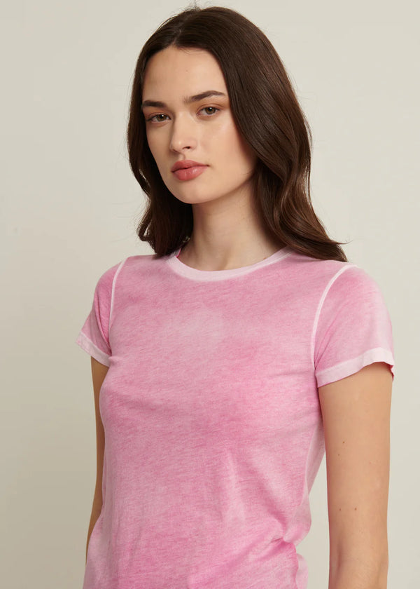 Reverse Spray Pima Cotton Tee I Fuchsia
