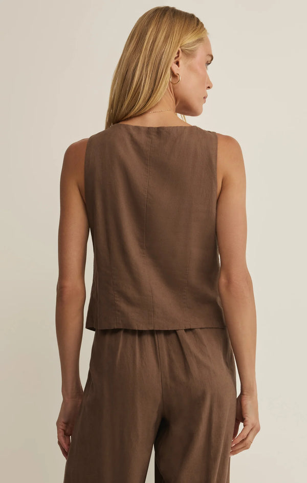 Roman Linen Vest I Palo Santo