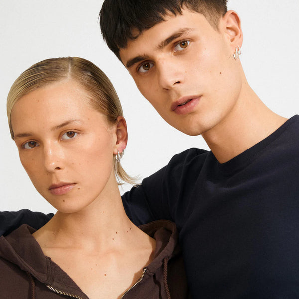 Sense Hoop Earrings 2 in 1 set I Silver Plated