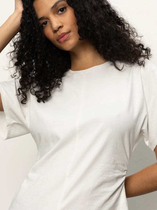Shira Shirred Waist Dolman Tee I White