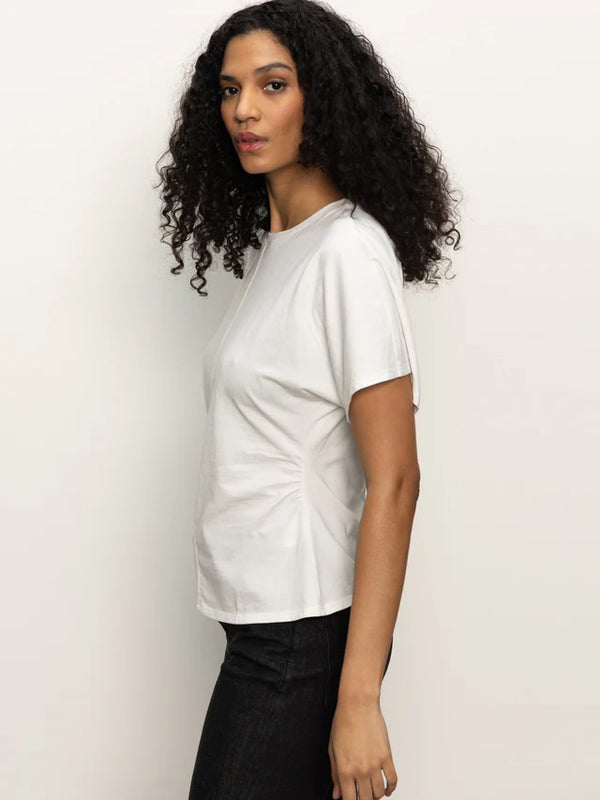 Shira Shirred Waist Dolman Tee I White