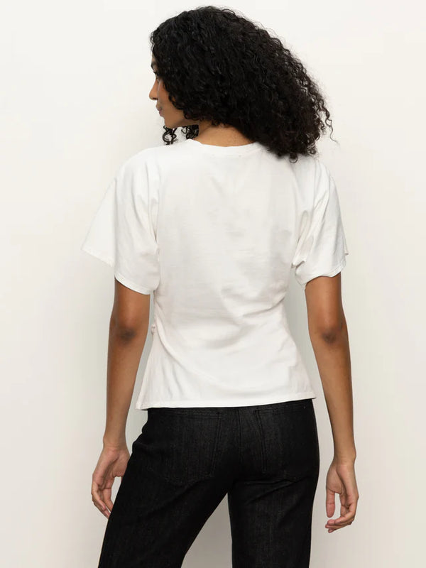 Shira Shirred Waist Dolman Tee I White