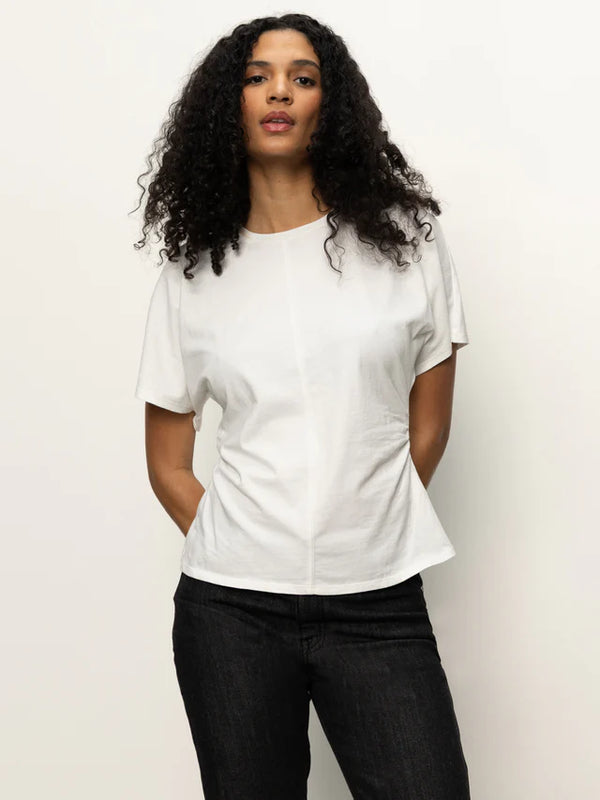 Shira Shirred Waist Dolman Tee I White