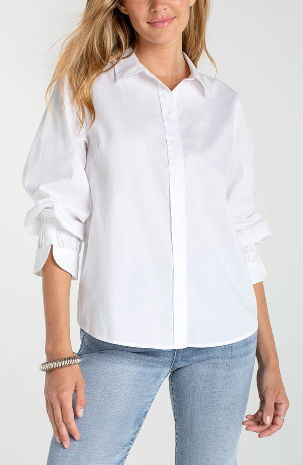 Adele Adjustable Sleeve Shirt I White