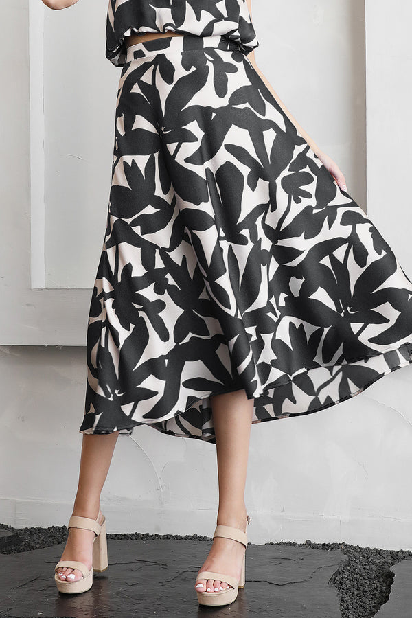 Palm Satin Skirt