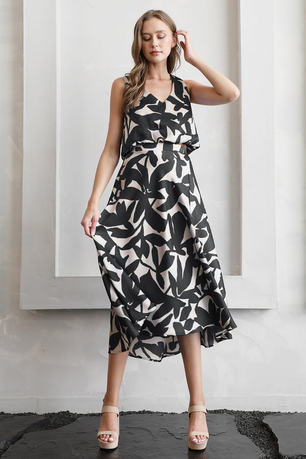 Palm Satin Skirt