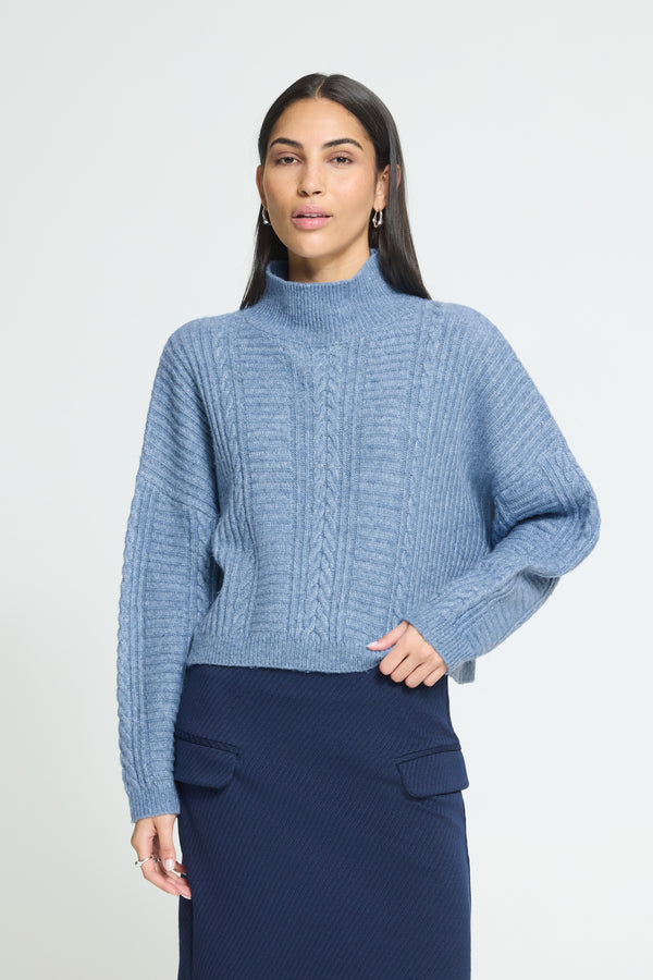 Sky Mock Neck Pullover