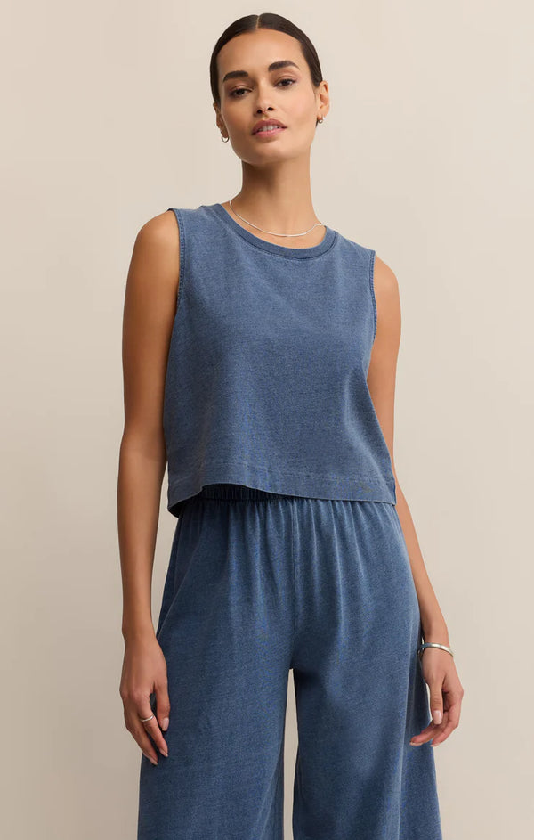 Sloane Jersey Muscle Tank I  Vintage Indigo