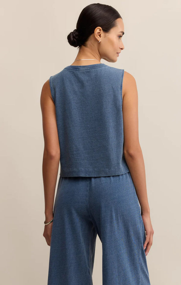 Sloane Jersey Muscle Tank I  Vintage Indigo