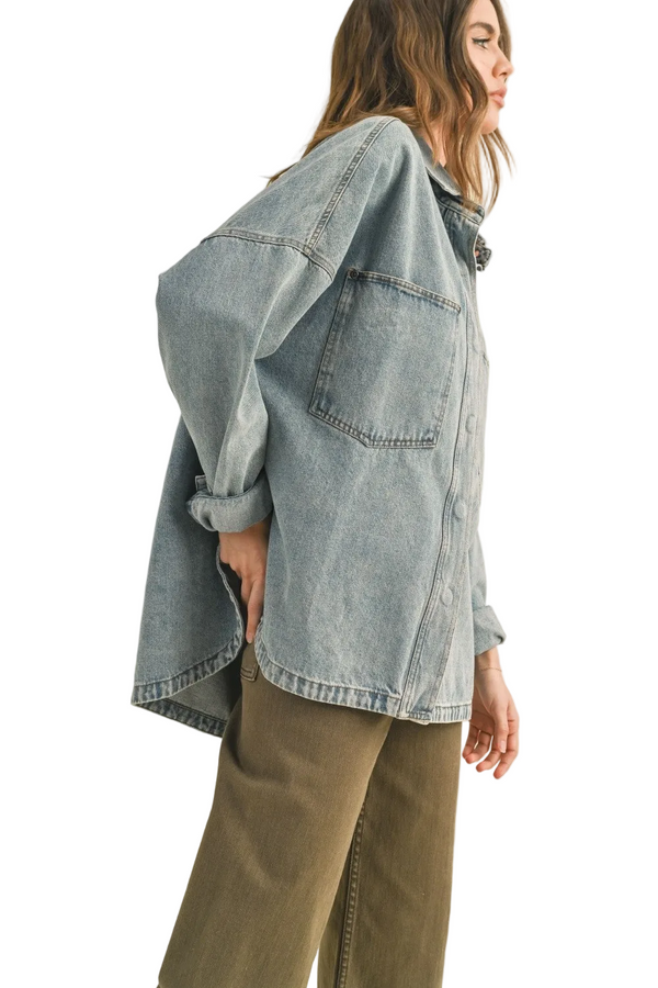 Snap Button Denim Shacket