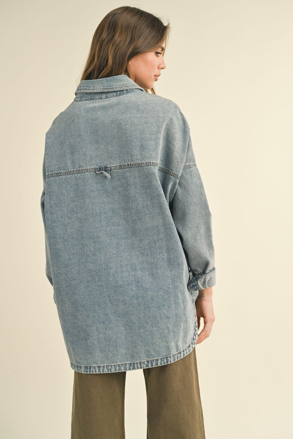 Snap Button Denim Shacket PRE ORDER