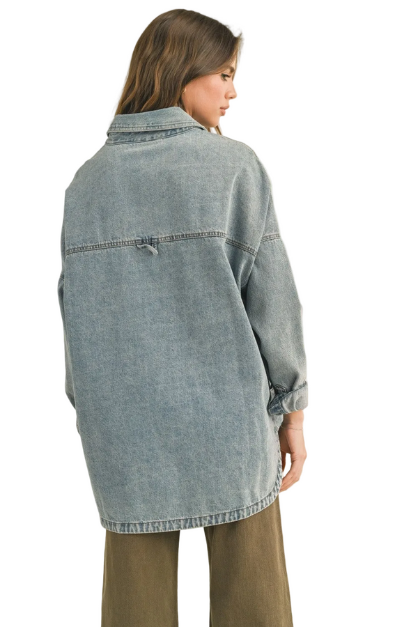 Snap Button Denim Shacket