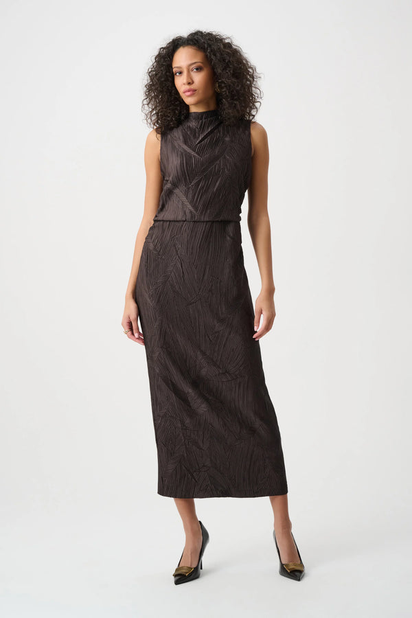 Tiara Textured Midi Dress I Mocha