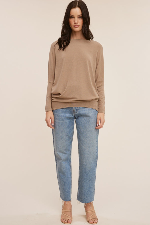 Essential Long Sleeve Dolman Pullover I Taupe