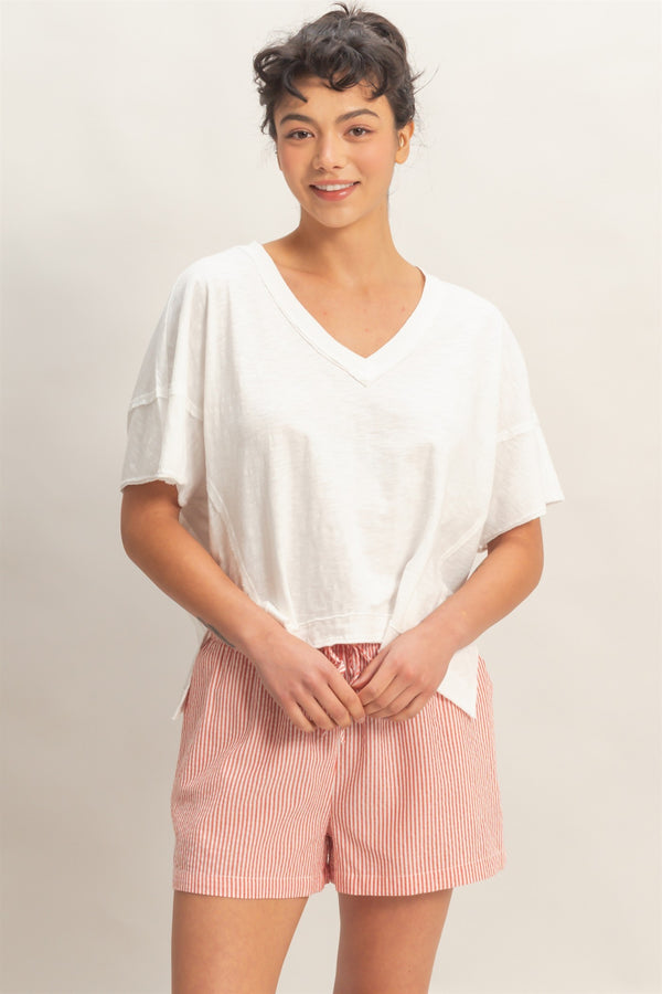 Orly Oversized V-neck Tee I White