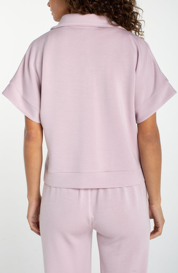 Hillary Half Zip Pop Over Top I Lilac Shadow