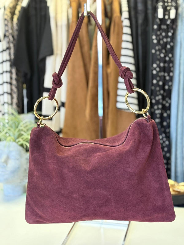 Gold Ring Shoulder Purse I Wine