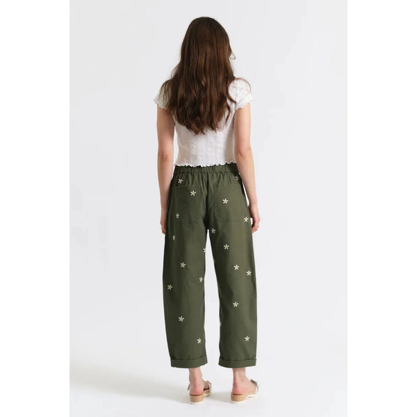 Villa Drawstring Barrel Leg I Green Daisy