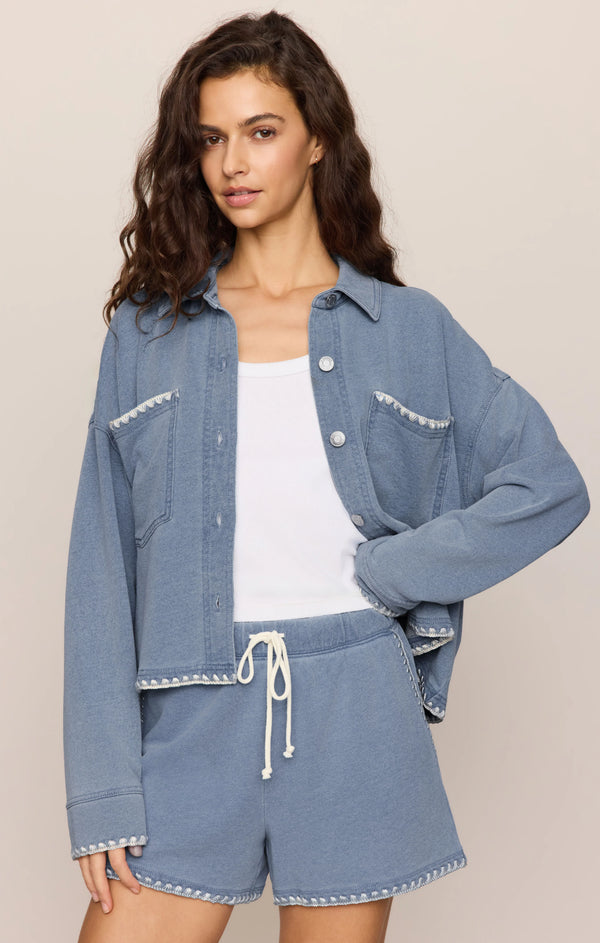 Hunter Whipstitch Knit Denim Shorts