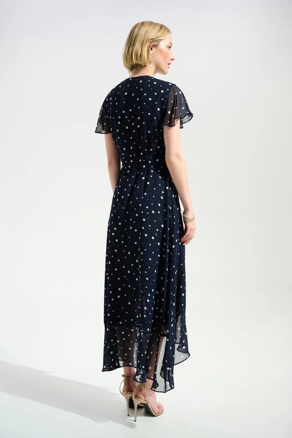 Chelsea Chiffon Wrap Dress I Navy Dot
