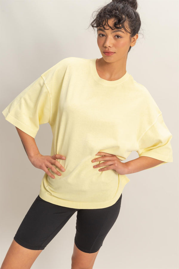 Sunny Oversized Tee I Pale Yellow