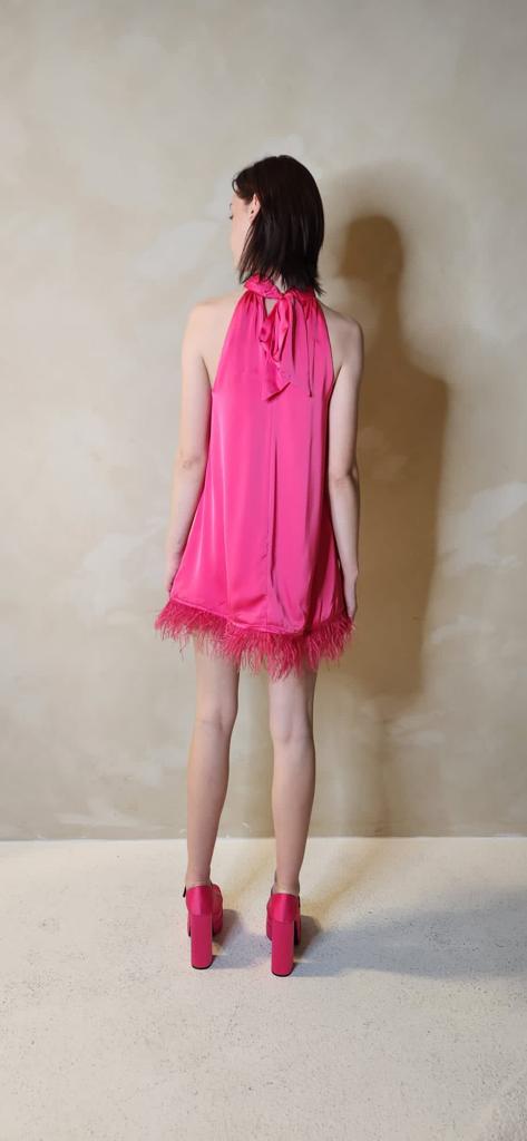 Simone Feather Mini Dress I Fuchsia