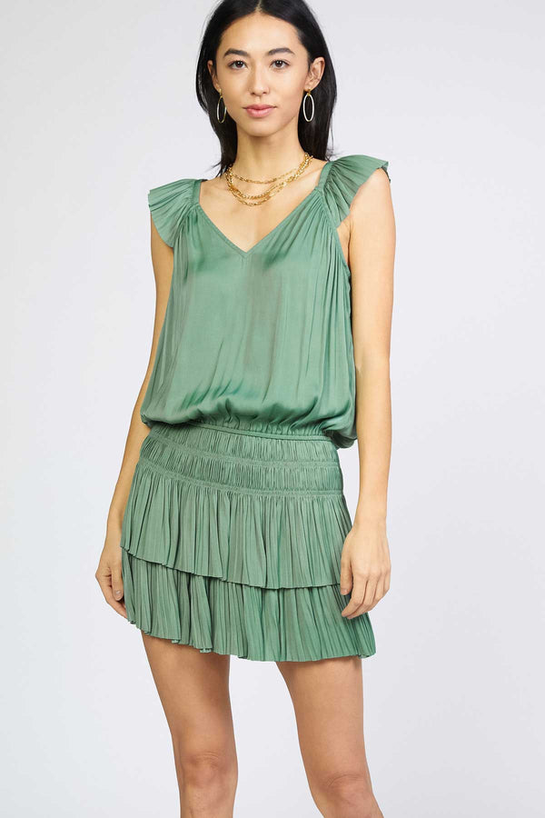 Verde Pleat Mini Dress